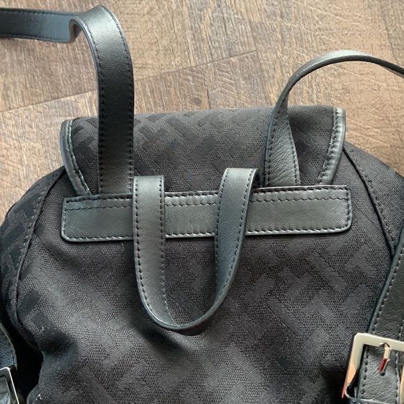 Talbots Black Flap Close Small Backpack Bag Leather - Picture 11 of 13